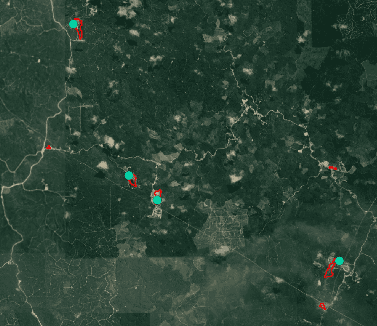 Facility Detection Dashboard showing global commodity processing facilities with analytics